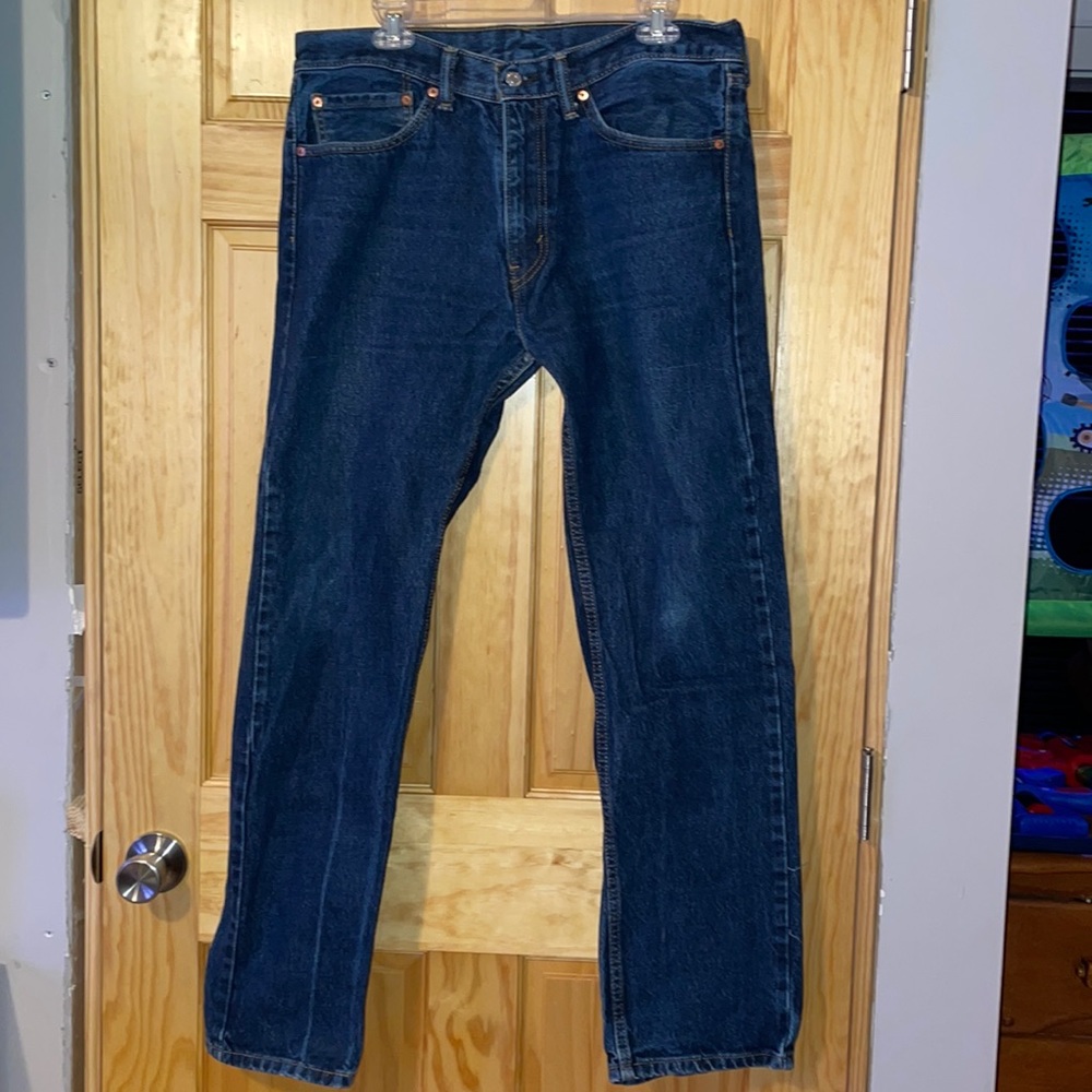 Mens Levi's 505 regular-fit jeans.